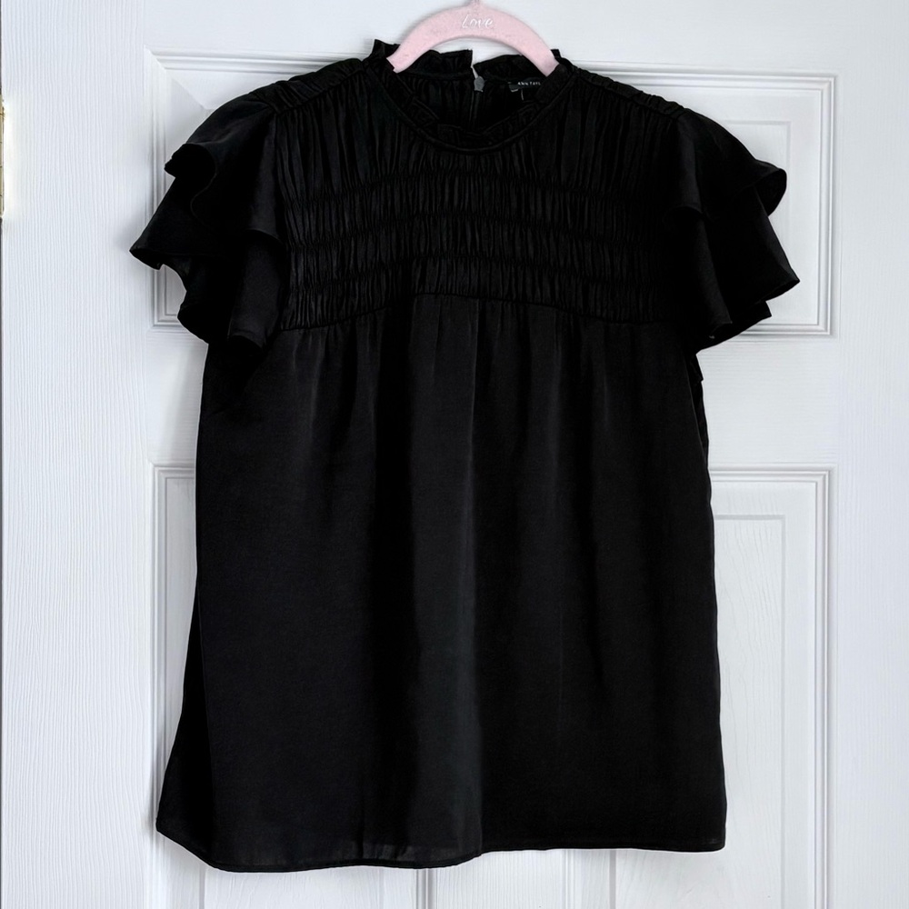 Ann Taylor Flutter Sleeve Smocked Blouse - Picture 1 of 6